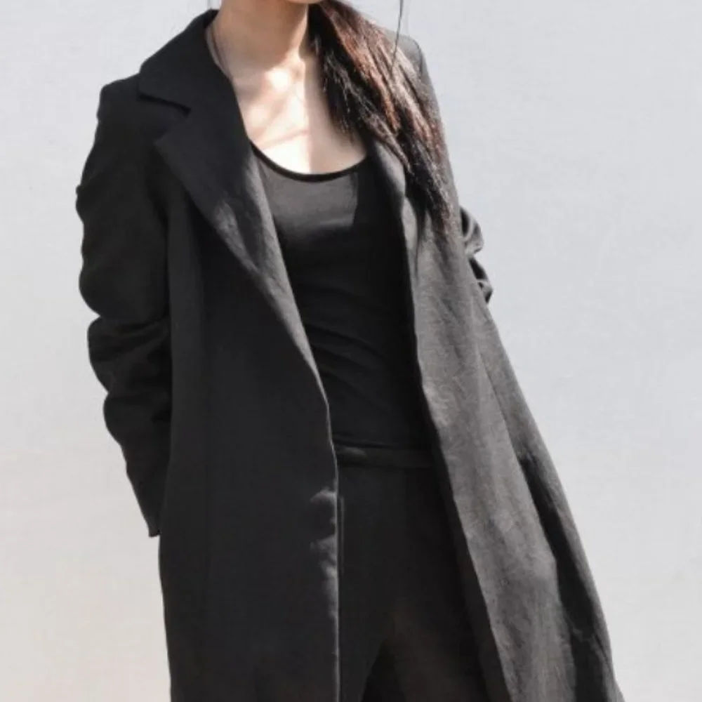 TURN BLACK LINEN JACKET - Picture 4 of 5